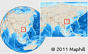 Shaded Relief Location Map of Songzi, within the entire country