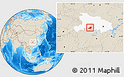 Shaded Relief Location Map of Songzi, highlighted parent region