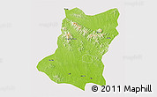 Physical 3D Map of Sui Xian, cropped outside
