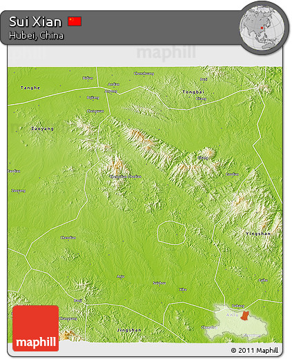 Physical 3D Map of Sui Xian