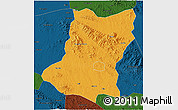 Political 3D Map of Sui Xian, darken