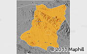 Political 3D Map of Sui Xian, desaturated