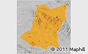 Political 3D Map of Sui Xian, lighten, desaturated