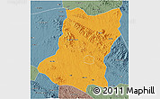 Political 3D Map of Sui Xian, semi-desaturated