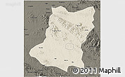 Shaded Relief 3D Map of Sui Xian, darken