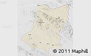 Shaded Relief 3D Map of Sui Xian, lighten, desaturated