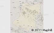 Shaded Relief 3D Map of Sui Xian, semi-desaturated