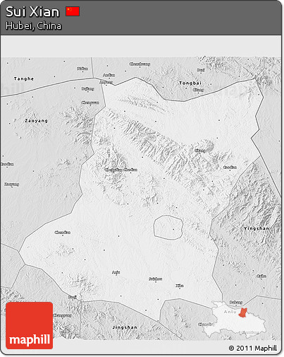 Silver Style 3D Map of Sui Xian