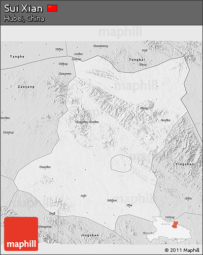 Silver Style 3D Map of Sui Xian