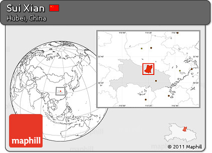 Blank Location Map of Sui Xian, highlighted parent region