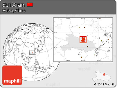 Blank Location Map of Sui Xian, highlighted parent region