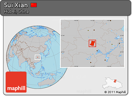 Gray Location Map of Sui Xian
