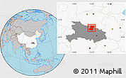 Gray Location Map of Sui Xian, highlighted country, highlighted parent region