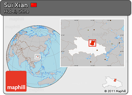 Gray Location Map of Sui Xian, highlighted parent region
