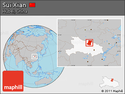 Gray Location Map of Sui Xian, highlighted parent region