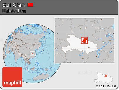 Gray Location Map of Sui Xian, highlighted parent region