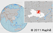 Gray Location Map of Sui Xian, highlighted parent region, hill shading