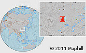 Gray Location Map of Sui Xian, hill shading
