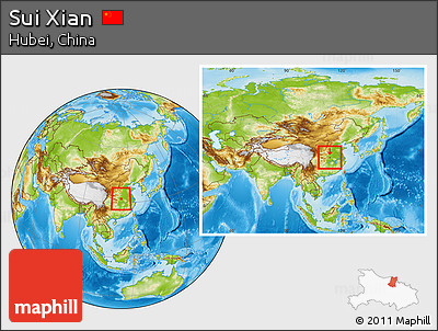 Physical Location Map of Sui Xian, within the entire country