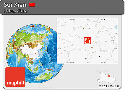 Physical Location Map of Sui Xian, highlighted country