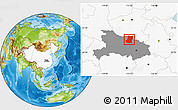Physical Location Map of Sui Xian, highlighted country, highlighted parent region