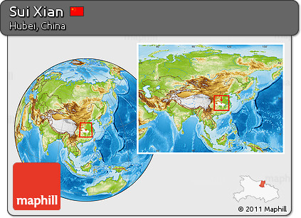 Physical Location Map of Sui Xian, highlighted parent region, within the entire country