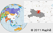 Political Location Map of Sui Xian, highlighted country, highlighted parent region
