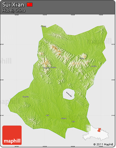 Physical Map of Sui Xian, single color outside