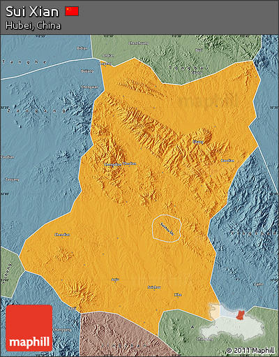 Political Map of Sui Xian, semi-desaturated