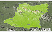 Physical Panoramic Map of Sui Xian, darken, semi-desaturated