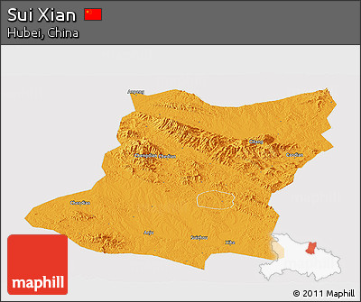 Political Panoramic Map of Sui Xian, cropped outside
