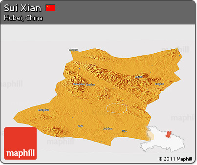 Political Panoramic Map of Sui Xian, cropped outside