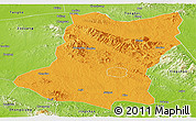 Political Panoramic Map of Sui Xian, physical outside