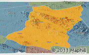 Political Panoramic Map of Sui Xian, semi-desaturated