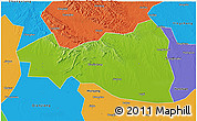 Physical 3D Map of Tianmen, political outside