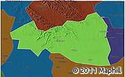 Political 3D Map of Tianmen, darken