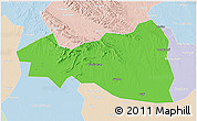 Political 3D Map of Tianmen, lighten