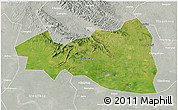 Satellite 3D Map of Tianmen, lighten, semi-desaturated