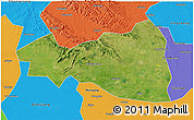 Satellite 3D Map of Tianmen, political outside