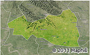 Satellite 3D Map of Tianmen, semi-desaturated