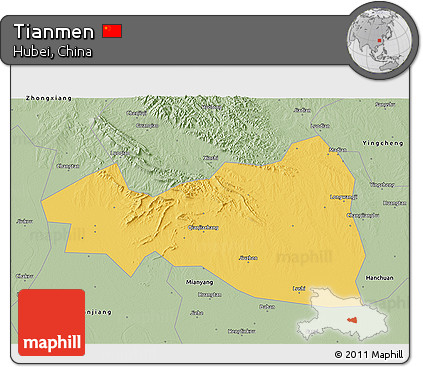 Savanna Style 3D Map of Tianmen