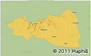 Savanna Style 3D Map of Tianmen, single color outside