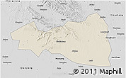 Shaded Relief 3D Map of Tianmen, desaturated