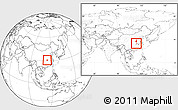 Blank Location Map of Tianmen, within the entire country