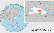 Gray Location Map of Tianmen, highlighted parent region