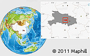 Physical Location Map of Tianmen, highlighted country, highlighted parent region