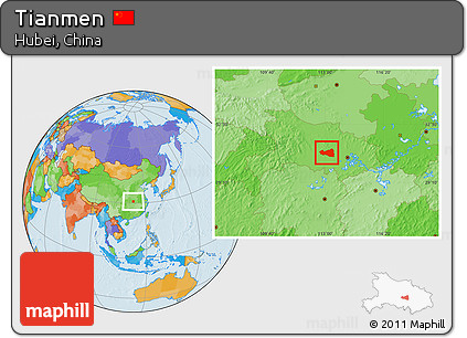 Political Location Map of Tianmen