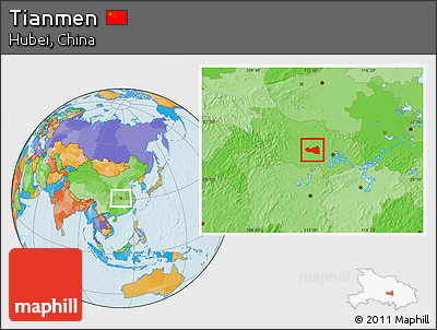 Political Location Map of Tianmen