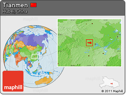 Political Location Map of Tianmen