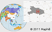 Political Location Map of Tianmen, highlighted country, highlighted parent region